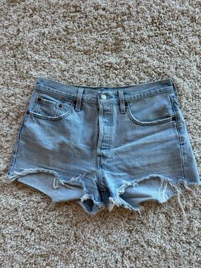 Levi’s Light Blue Distressed Denim High-Rise Women's Shorts